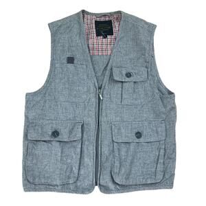 Vintage Peter Luger Men's Performance Fishing Gear Vest Multipocket Blue Medium